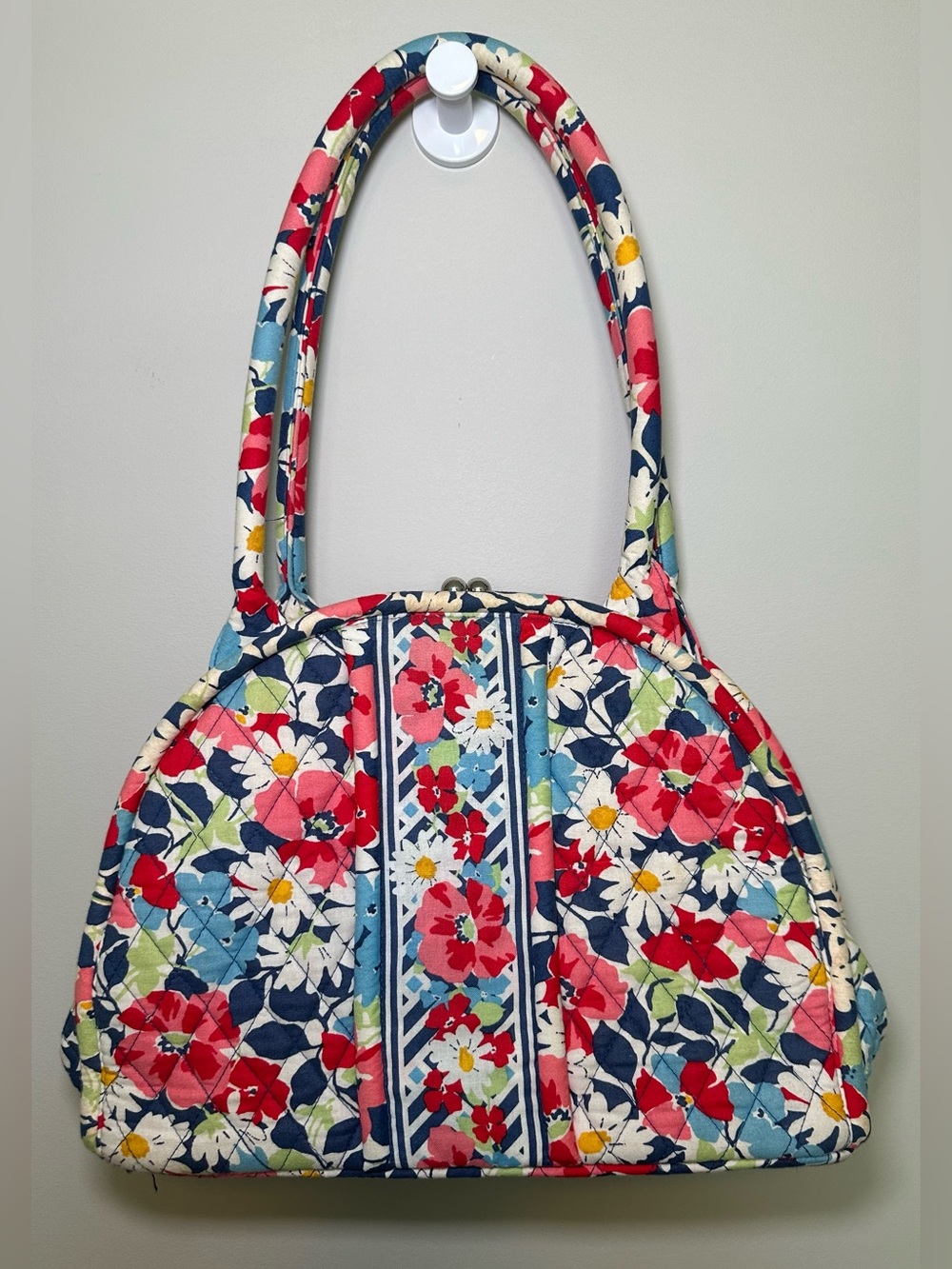 Vera Bradley Summer Cottage Frame Bag Kiss Lock Floral Quilted Purse Floral Cute